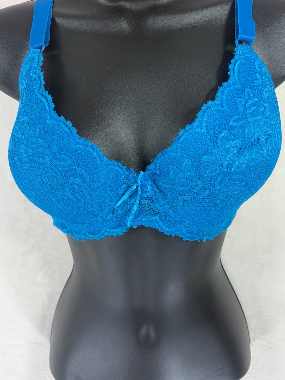 ANGELINA Lace Push-Up Bra in Bright Blue - Women Intimates size 38DD